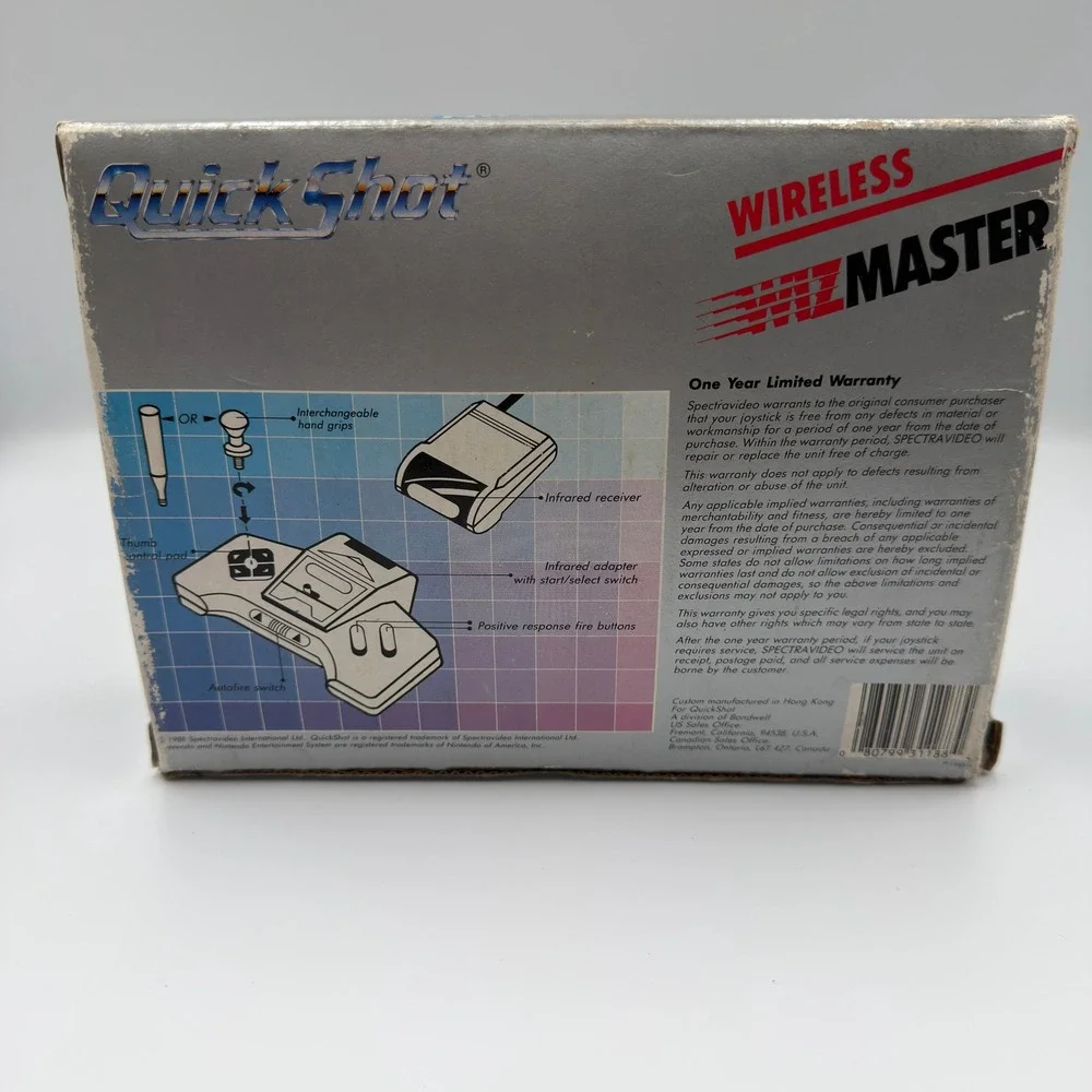 QuickShot Wizmaster Wireless NES Controller Nintendo Infrared Receiver In Box